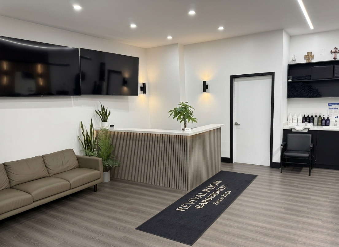 The reception desk and waiting area