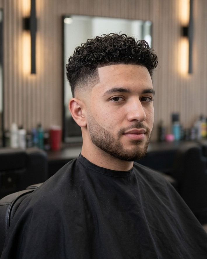 A classic cut being styled at the chair